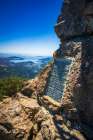 Mount Tam summit plaque and San Francisco Bay, Mount Tamalpais State Park, California, USA Art Print